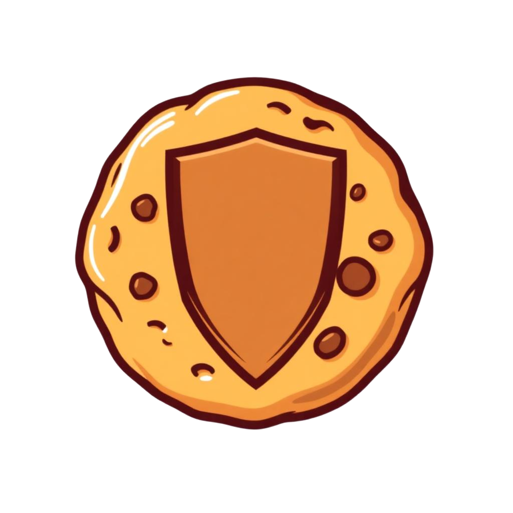 Mascote do Biscoitão: um biscoito dourado com um escudo